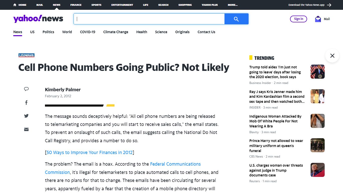 Cell Phone Numbers Going Public? Not Likely - Yahoo! News